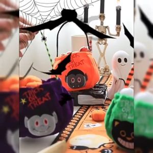 SG Kids Halloween Candy Bag Plush Trick or Treat Bucket Cute Pumpkin Witch Handbag Party Decoration