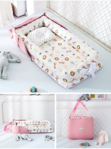 Portable Crib Soft Breathable Mattress with Pillow Foldable Newborn Sleep Travel Bed Newborn Crib