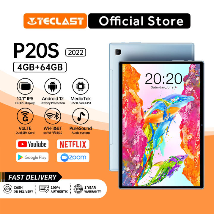 Teclast P20S 10.1-inch MediaTek P22 8-Cores Tablet PC 4GB RAM 64GB ROM WIFI  / Dual 4G VoLTE Call Version Android 12 Metal body IPS HD Screen 6000mAh  Original Type-C Tablets | Lazada PH