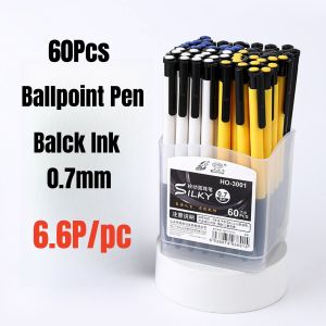 60Pcs Press Ballpoint Pen 0.7mm Bullet Tips Writing Soft Grip Ball Pen Ballpen with Clip Black Ink Color for School Office