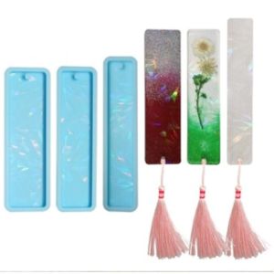 Cetakan Resin Pembatas Buku Hologram Batas Bacaan Bookmark Bentuk Kotak Persegi Panjang Bahan Silicone Karet Lentur Elastis Bahan Silikon Anti Lengket DIY Kerajinan Recine Epoxy Murah
