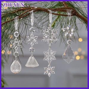 ZHUYUN Xmas Tree Transparent Snowflake Hanging Ornaments Acrylic Pendant 2025 Christmas Decoration For Home Navidad Gifts New Year 2025