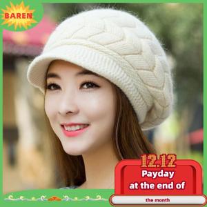 BAREN Mũ nữ dệt kim Mũ nồi rộng dệt kim ấm áp mùa đông Mũ Beanie Mũ trượt tuyết
