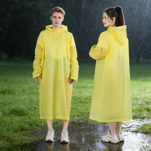 LIWU 1pc Waterproof Transparent Raincoat Emergency Reusable Rain Ponchos for Adults Universal Long Hooded Rain Coat for Travel Camping