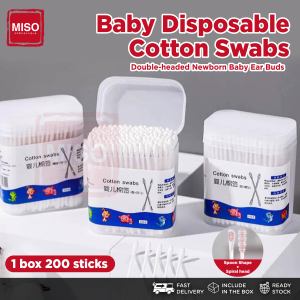 200Pcs Baby Safe Disposable Cotton Swabs Double Head Cotton Buds Cotton Tipped Applicator For Nose Ears Cleaning 棉签