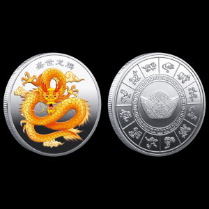 Prosperity Chinese Dragon Commemorative Coin Tradiation China Mascot Challenge coin Good luck and Happiness Gold Plated Badge