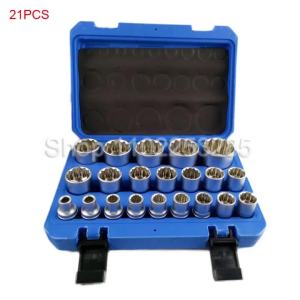 Torx Splined Bit Socket Set 1/2” Hex Socket Repair Tool Kit 8-36mm/12 Point Socket Wrench Set 1/2” Hex Socket Repair Tool Kit 8-36mm/12 Point Socket Wrench Set