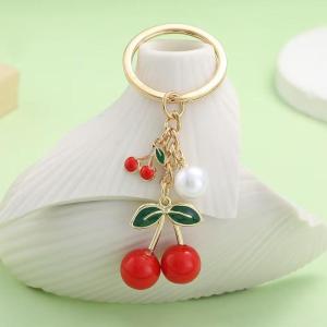 Sweet Red Cherry Keychains Lovely Fruit Keyrings Handbag Ornaments Friend Gifts Souvenir Accessories