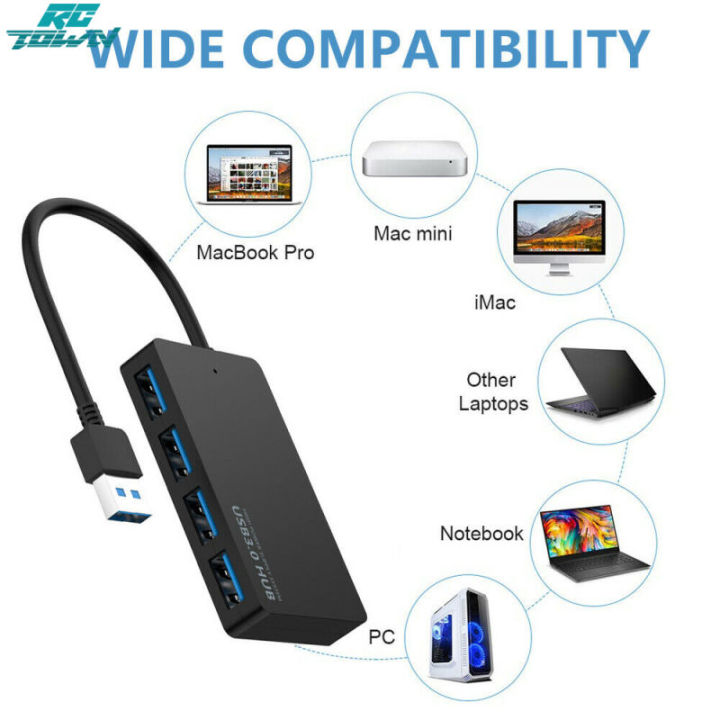 Hub USB 3.0 A 4 Porte - Mini Hub USB Con Porta Di Ricarica Veloce - Foto 4