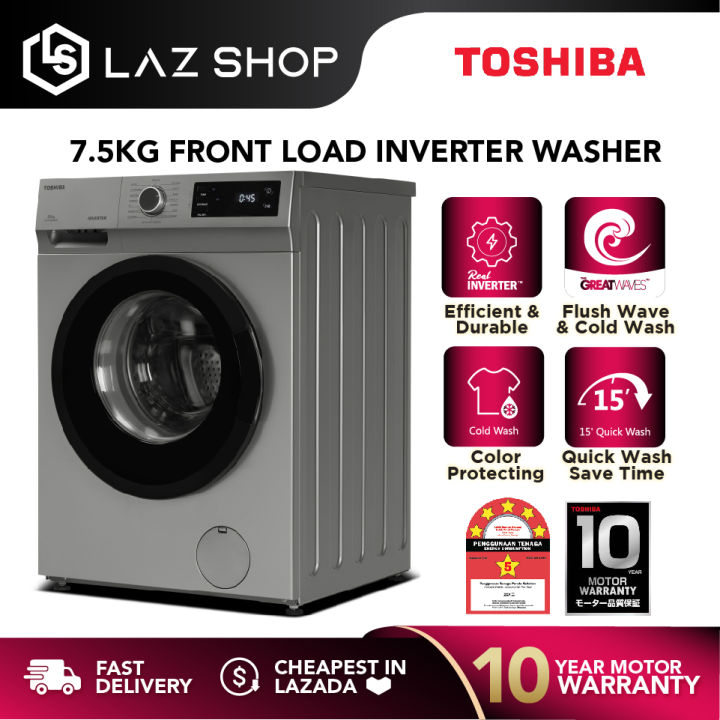 Toshiba 7.5KG Front Load Washing Machine TW-BH85S2M | Washer | Mesin ...