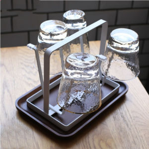[SG SELLER] 6 Cups Mug Glass Stand Holder Metal Cup Drying Rack Shelf Upside-down Cup Drain Rack Wine Glasses Hanger Shelf