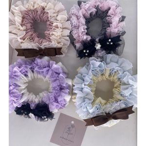 hair accessories handmade hair tie for women fashion bow pony holder romantic lace scrunchies