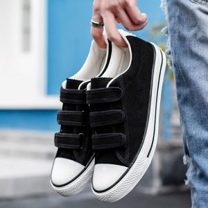 [ส่งเร็วพิเศษ!] NADINES (ดำขาว)รองเท้าผ้าใบเวลโครรองเท้านักเรียนคุณภาพสูงรองเท้าลำลองเกาหลี（พร้อมส่ง）