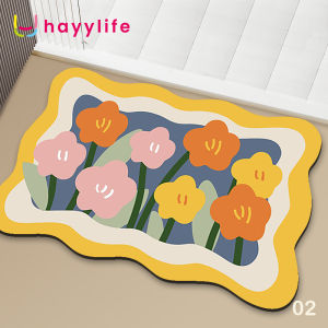 Hayylife Bunga Karpet-Karpet berbulu ringan untuk Kamar Mandi dengan motif Bunga Kecil Karpet Lembut  Penyerap Alas Kaki untuk Kamar Mandi dan Toilet HL-ADD831