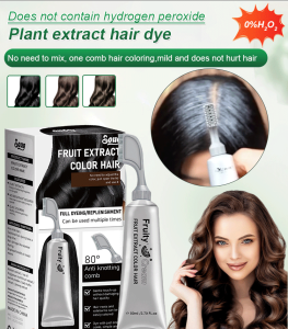 Fruit Extract Hair Dye Hair Coloring Comb DIY Hair dye Cream Covering gray hair