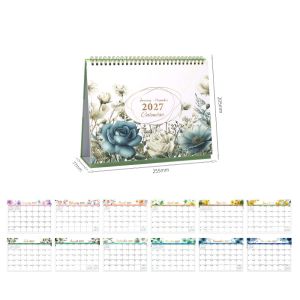 PHYSILOLOGY UNINHABITED86ED8 Jan. 2027 - Dec. 2027 2027 Flower Desk Calendar Foldable Daily Study Record Calendar  Exquisite English Calendar Home