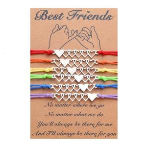 Sisters Good Friend Bracelet Matching Woven Bracelet Long Distance Friendship Heart Bracelets Gift for Girls Women