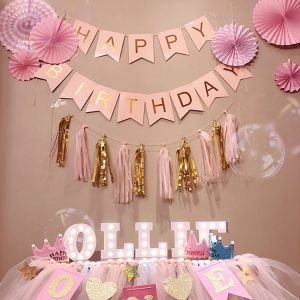 Happy Birthday Banner – Hanging Flags Party Decoration Colorful DIY Party Ideas for Celebrations