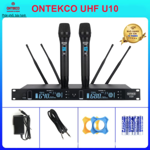 micro không dây karaoke ontekco u10 cao cấp đa năng đầu thu uhf- lọc tần số sạch loại bỏ những tần số tạp nham xung quanh