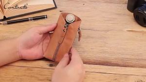 Genuine leather key bag with keychain vintage zipper key bag housekeeper key holder key holder-152c4c8b