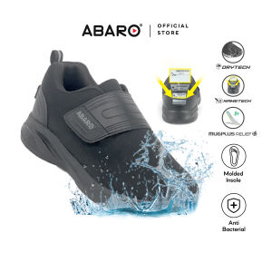 ABARO Water Resistant Unisex Sneakers W2881N Name Your Shoes Black School Shoes/Kasut Sekolah Hitam