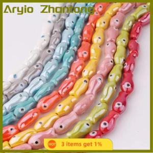 Aryio 10PCS Retro Small Fish Beads Charms Spacer Loose Beads For Jewelry Making Crafts Handmade DIY Bracelet Accessories