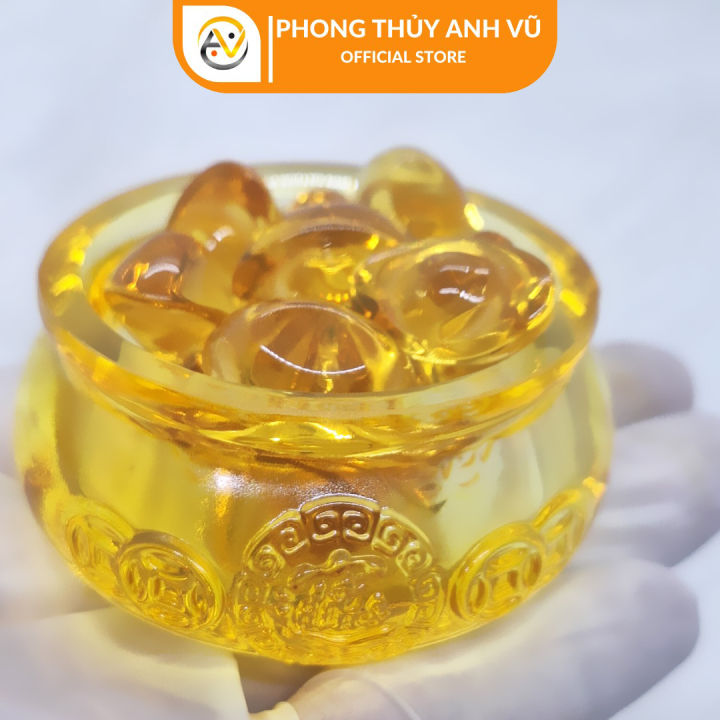 Hũ vàng thần tài đã khai quang - thỏi vàng thần tài - bát tụ bảo lưu ly ...