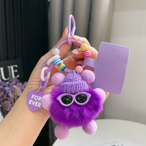 FYGK05 Gantungan Hp Kunci Keychain Boneka Bulu Gantungan Tas Lucu Cute Coal Ball Fluffy
