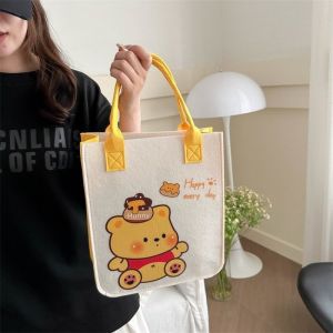 Sanrio Hello Kitty Cartoon Felt Bag My Melody Kuromi Cinnamoroll Womens Shoulder Bag Casual Large Capacity Shopping Handbag Girl Gift