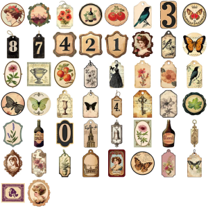 50pcs Removable Adhesive Vintage Doodles Stickers Waterproof Reusable Art Decals Adhesive Sheets For Journal Phone Decor