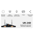 SHURE UR24D  เทรนด์ใหม่ ไมโครโฟนลอยไมโครโฟนคู่ไมโครโฟนไร้สายรับระยะทางไกล   ป้องกันการหอน, ตัวข้าวสาลีโลหะกระบะที่ดี. 