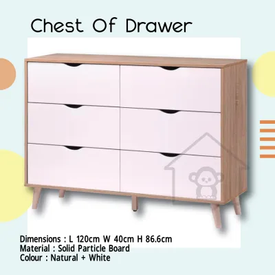 CHEST OF DRAWER WITH 6 DRAWER/STORAGE CABINET/SIDEBOARD/DRAWER CABINET/CLOTH CABINET/