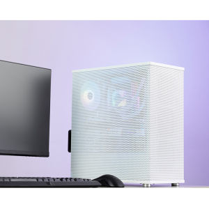 Jonsbo VR4 White ATX Aluminum PC Case with Mesh Side Panel 4-Fan Case Design and RGB Lighting - Elegant Gaming Cabinet