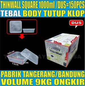 Thinwall SQ Tebal 1000ml 1500ml 2000ml 3000ml Victory /Dus Kotak Makanan Persegi Square JSK