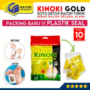 [10 Dos-100 biji] KINOKI Detox GOLD Foot Patch Ginger Pads Koyo Penyerap Racun Tubuh Kesehatan Herbal Kinoki Detox Gold Original Asli Koyo Kaki Penyerap Racun / Koyo Kaki Herbal / Kinoki Jahe Aroma Terapi Murah