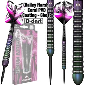 MISSION STEEL TIP DART - 25G GHOST Bailey Marsh Coral PVD Coating 90% Tungsten Steel Tip Darts (ARROW DART KELULI)