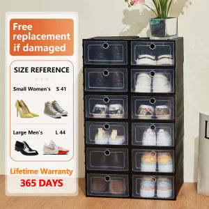 12pcs Big size color hard plastic shoe box storage organizer Thicken stackable portable shoe rack organizer