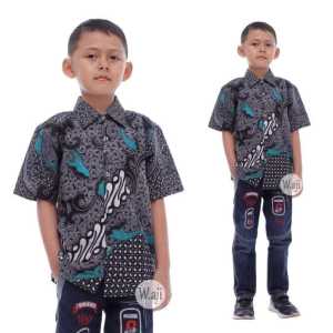 Baju batik anak cowok lengan panjang dan pendek usia 2 sampai 10 tahun Couple batik ayah dan anak laki laki lengan pendek motif terbaru