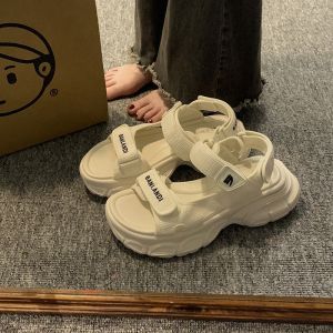 [Free Shipping] Roman Sandals For Women Perfect With Skirts Summer Thick-Soled Platform Shoes Comfortable And Easy On The Feet Casual Beach Shoes With Velcro Straps