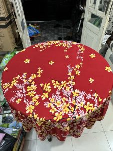 (Bàn tròn 10 người) -KHĂN TRẢI BÀN THUN LẠNH HỌA TIÉT IN HOA MAI + HOA ĐÀO CHẤT VẢI MỊN DÀY DẶN (MÀU CỰC ĐẸP)