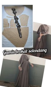 Pola instan / pola jiplak GAMIS BROKAT SELENDANG