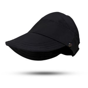New Hollow Top Sun Hat for Women Summer Anti-Ultraviolet Enlarged Brim Cycling Sun Hat Black Ice Silk Sun Hat空顶速干遮阳帽