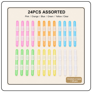 【JJ HOME】12/24pcs Set 2-Hole Loose Leaf Paper Fasteners Color PP Binder Clips Document Binding Clips