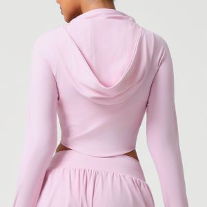 Phụ nữ tập thể dục Áo Áo cardigan có mũ áo khoác mùa thu tập thể dục nữ tập thể dục Yoga tay áo dài thể thao thân trên luyện tập chạy