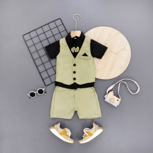 SETELAN ANAK LAKI LAKI/ SETELAN KEMEJA ROMPI BISA DI LEPAS/BAHAN TWILL GARBADINE/UNTUK ANAK USIA 6 BULAN SAMPAI 4 TAHUN/COD