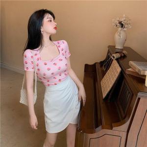 IOS SHOP LOLY T-SHIRT CROP TOP JERSEY KASUAL WANITA KOREAN STYLE