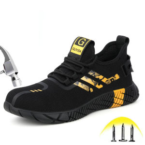 Breathable Mens Safety Shoes Boots With Steel Toe Cap Casual Work Indestructible Shoes Puncture-Proof Work Sneakers
