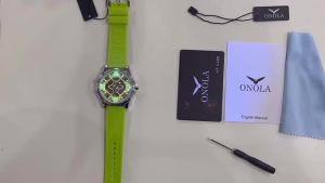 Fesyen Baru ONOLA/ Orona Semanggi Empat Daun Automatik Penuh Mesin Jam Tangan Lelaki dan Wanita Pita Kalis Air Tali Jam Tangan Langsung