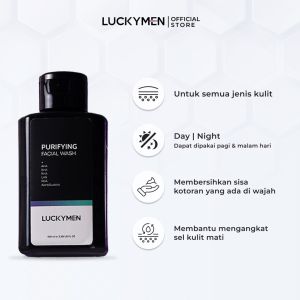 Sabun Wajah Pembersih Jerawat LUCKYMEN Purifying Facial Wash - Sabun Wajah Muka Glowing Pria Jerawat Dan Bekas Jerawat