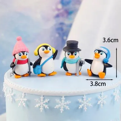 Penguin Mini Cake Toppers / Figurines (4 Pcs a Set)